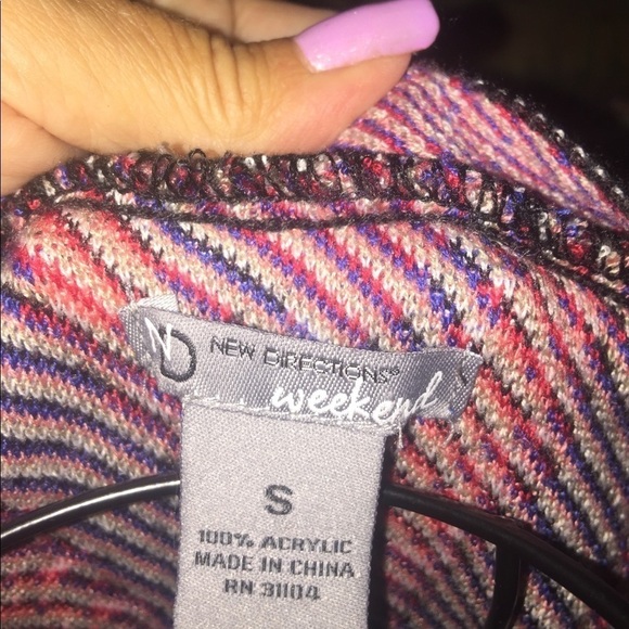 New Directions size small southwest print vest poncho fringe chevron - Picture 8 of 13